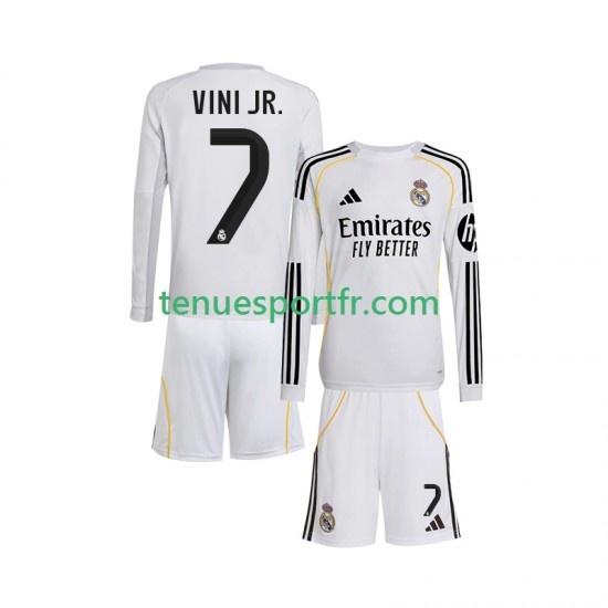 Kit Enfant Maillot Domicile Real Madrid Vinicius Junior 7 2025-2026 à Manches Longues
