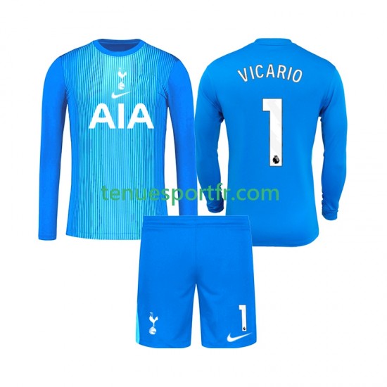 Kit Enfant Maillot Extérieur Tottenham Hotspur Gardien Guglielmo Vicario 1 2025-2026 à Manches Longues